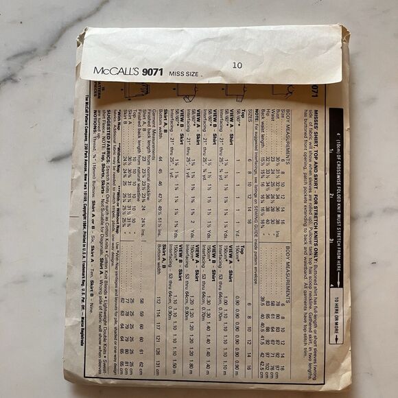 McCall Sewing Pattern 9071 Women’s Jones New York Top Skirt & Jacket Sz 10 1984 - Picture 7 of 9